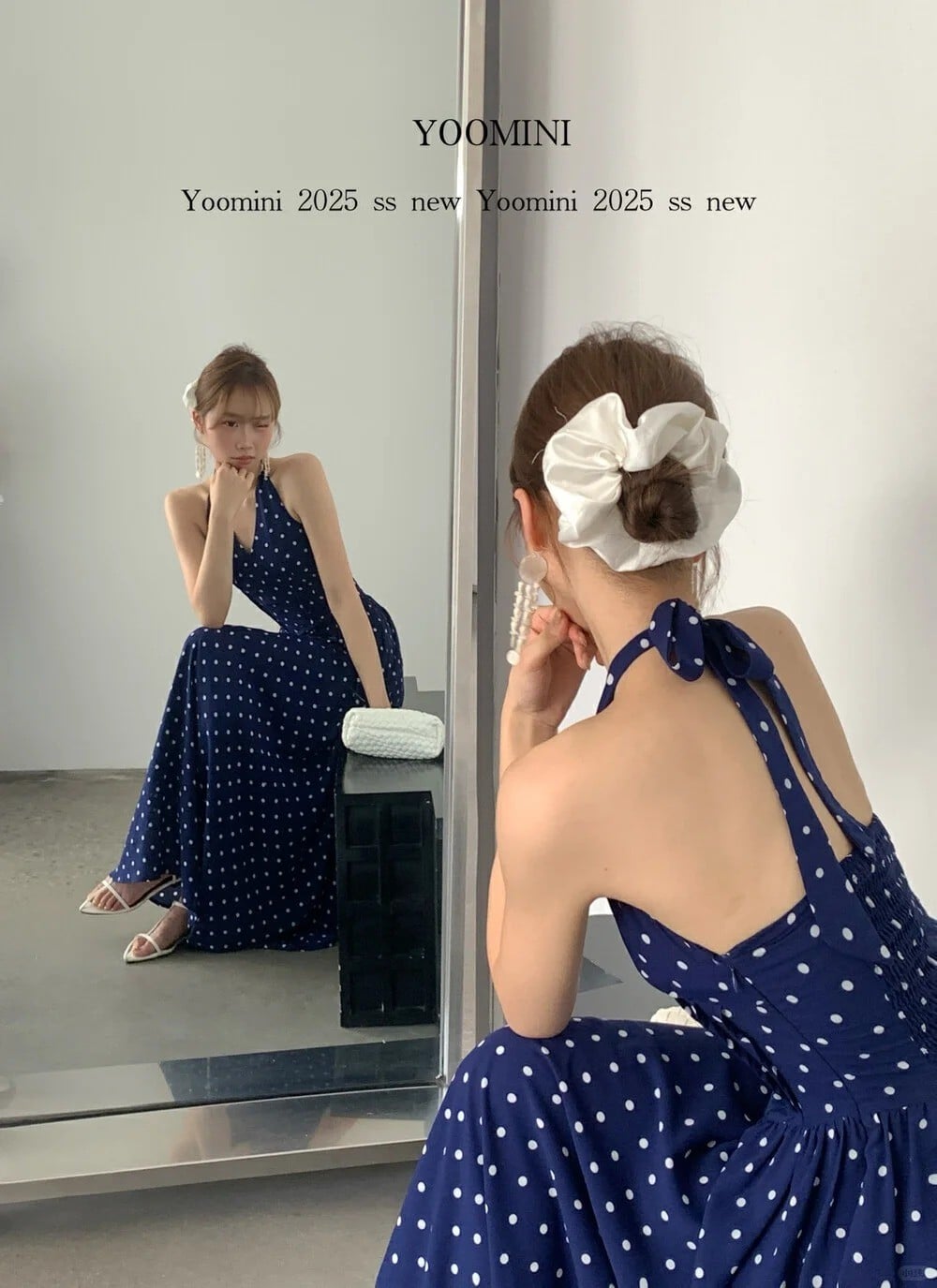 Chấm Bi Cổ Điển Với Halter-Neck Thời Thượng