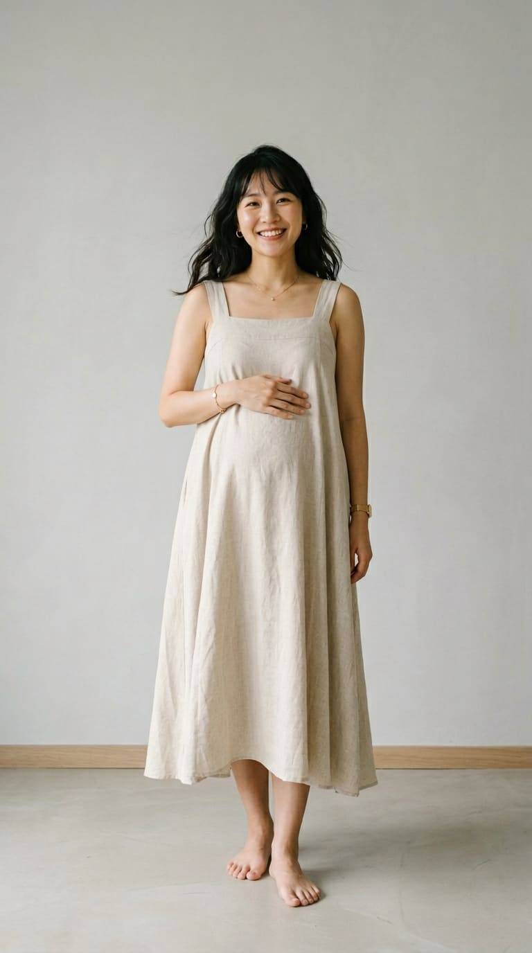 Váy lanh bầu hai dây bản to