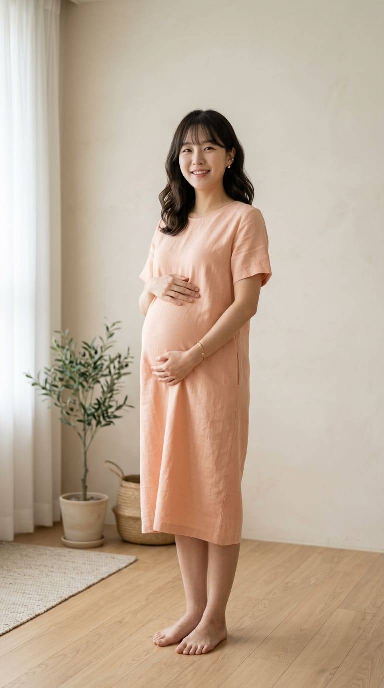 Váy lanh bầu cổ tròn truyền thống