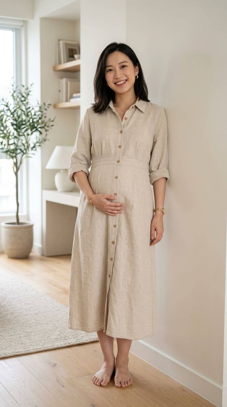 Váy lanh bầu cổ đức (cổ sơ mi)