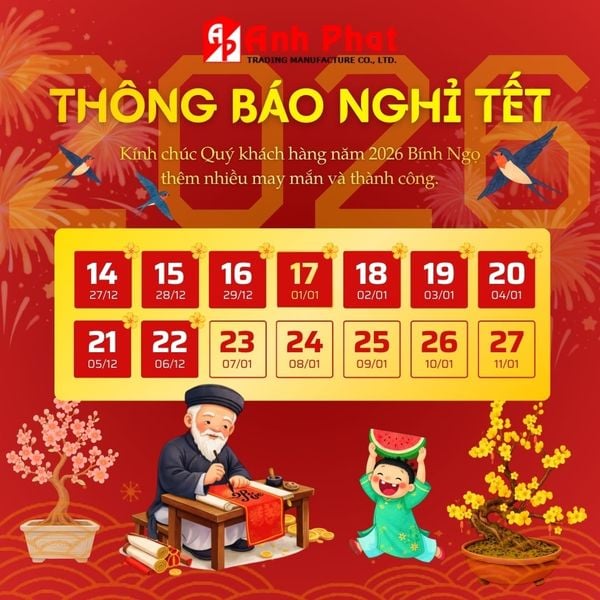 Lịch nghỉ Tết nguyên đán 2026 - Anphaco