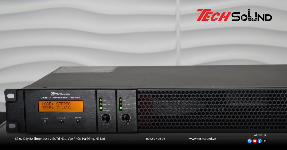 Đánh giá chi tiết cục đẩy 2 kênh ClassD Techsound SX1200 (New 2025)