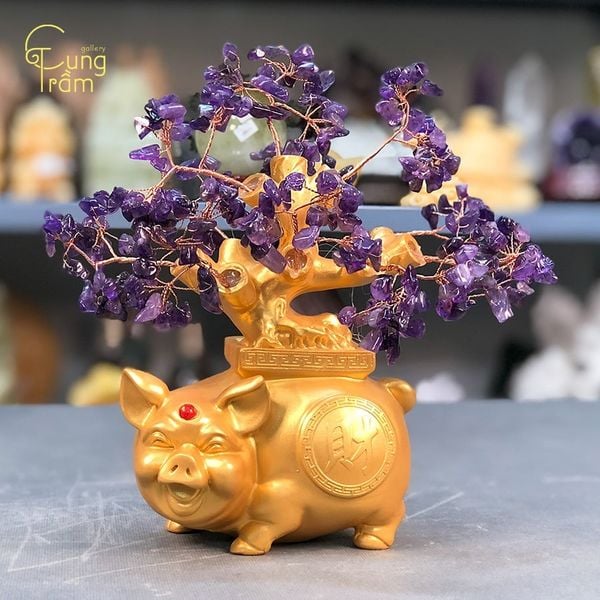 Cây tài lộc bằng đá thạch anh