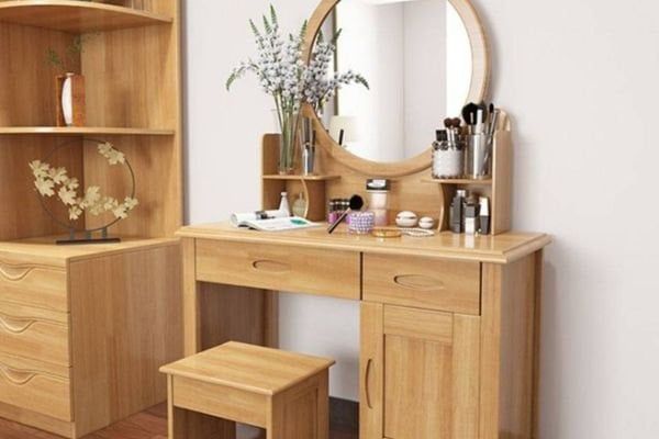 bàn trang điểm gỗ sồi