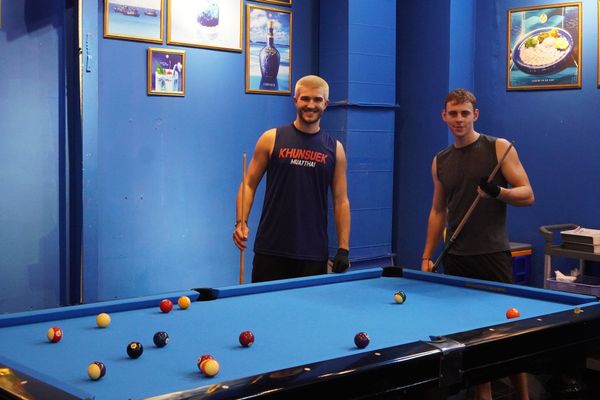 Billiard table in the lobby of Gio Bien Dai Viet restaurant.