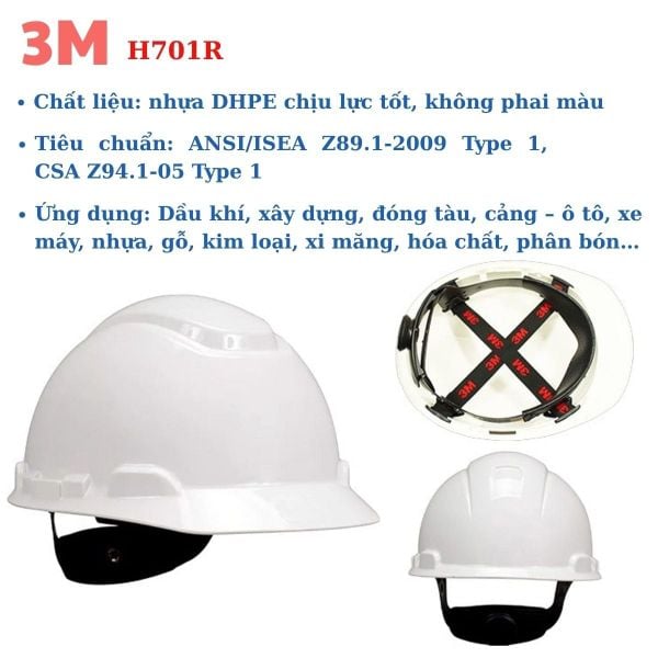 Mũ bảo hộ 3M làm từ nhựa HDPE chính hãng tại Hải Phòng