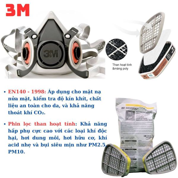 Mặt nạ phòng độc 3M chính hãng tiêu chuẩn quốc tế