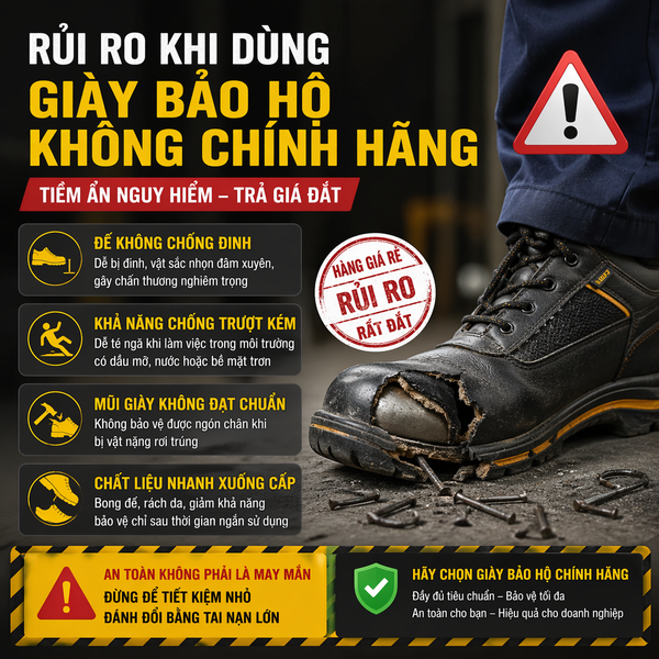 Rủi ro khi sử dụng giày bảo hộ không chính hãng