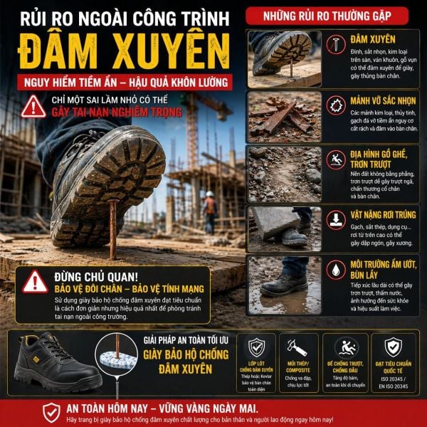 Rủi ro bị đâm xuyên ngoài công trình công trường