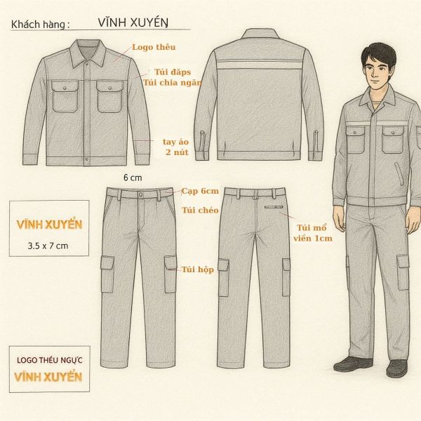 Lên maket, may mẫu quần áo, đồng phục bảo hộ tại Quảng Ninh