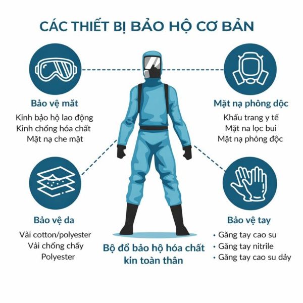 Các thiết bị bảo hộ chống hóa chất cần trang bị