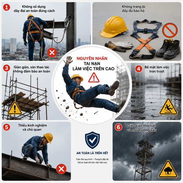 Nguyên nhân dẫn tới tan nạn khi làm việc trên cao