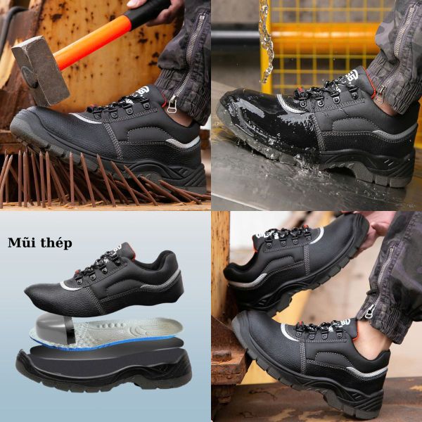 Cấu tạo giày bảo hộ da mũi thép, chống đinh đi công trình Quảng Ninh