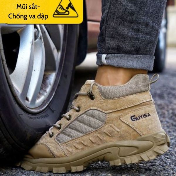 Giày bảo hộ cao cổ mũi thép chống đinh đi công trình Quảng Ninh