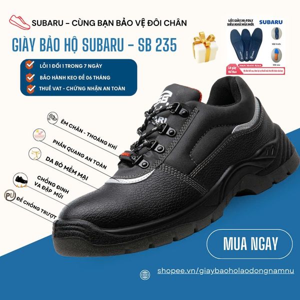 Giày bảo hộ da chống thấm mũi thép chống đinh an toàn thợ mỏ