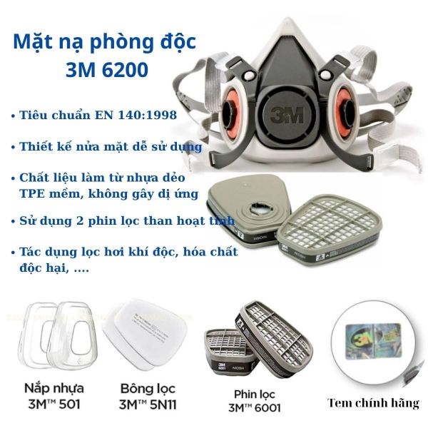 Mặt nạ phòng độc 3m 6200 chính hãng tại Quảng Ninh