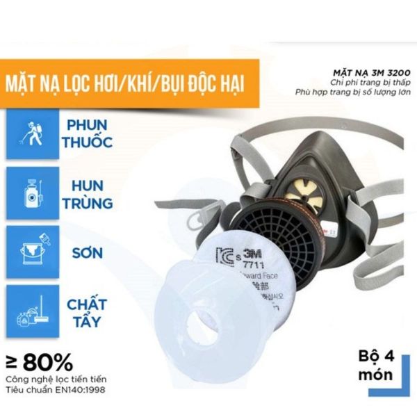 Mặt nạ phòng độc 3m 3200 loại 1 phin lọc tại Quảng Ninh