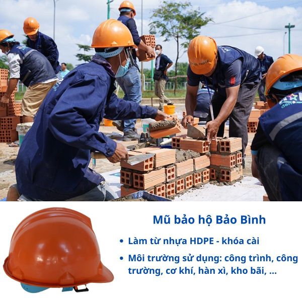 Mũ bảo hộ Bảo Bình giá rẻ cho lao động công trình Quảng Ninh