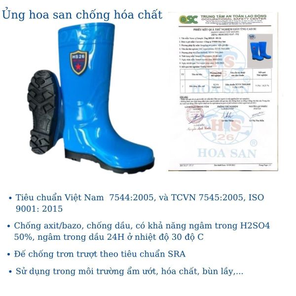 Ủng nhựa Hoa San chống hóa chất tại Quảng Ninh