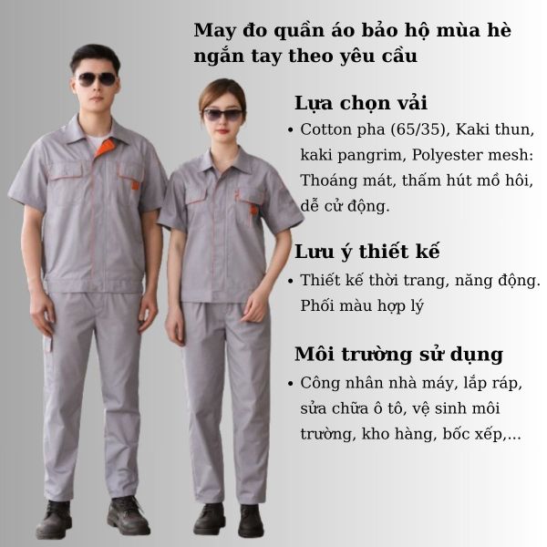 May đo quần áo bảo hộ ngắn tay thời trang tại Quảng Ninh
