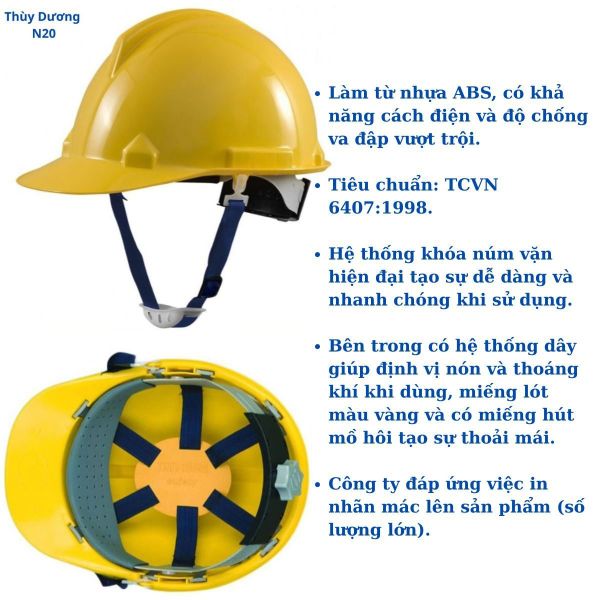 Mũ bảo hộ Thùy Dương N20 giá rẻ tại Quảng Ninh