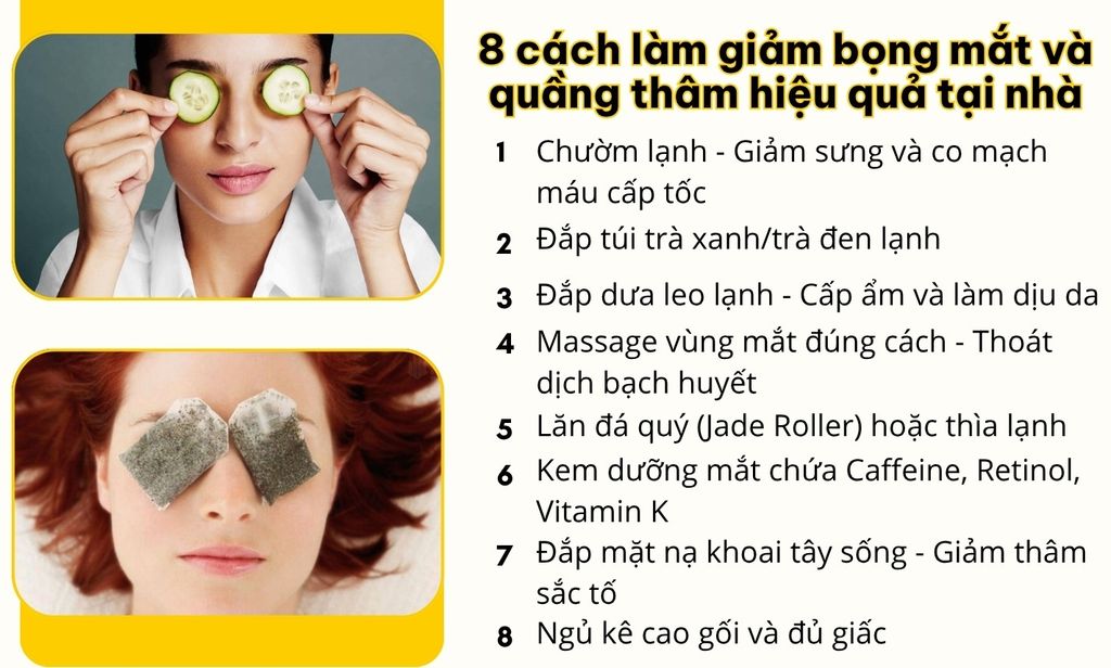 Cách làm giảm bọng mắt và quầng thâm an toàn