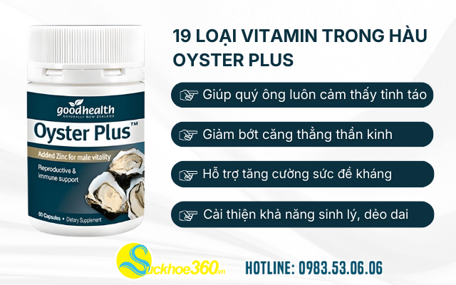 19 loại vitamin thiết yếu có trong mỗi viên Hàu Oyster Plus