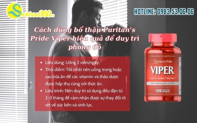 Cách dùng bổ thận Puritan’s Pride Viper hiệu quả để duy trì phong độ
