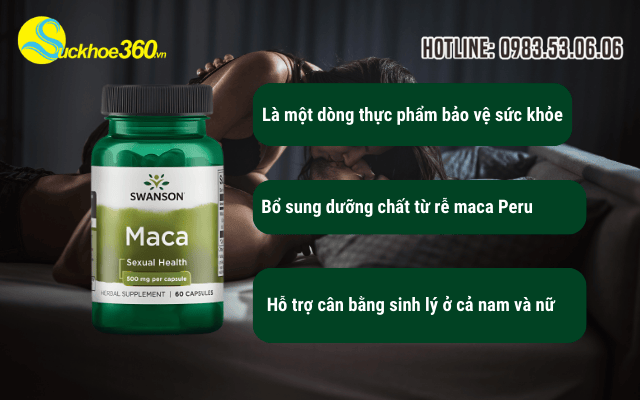 Viên uống Swanson Maca Sexual Health 500mg là sản phẩm hỗ trợ gì?