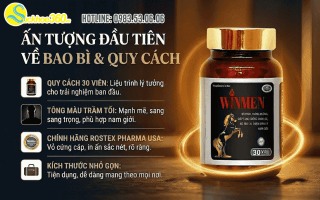 Ấn tượng đầu tiên về quy cách đóng gói Winmen hộp 30 viên