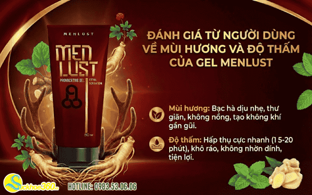 Đánh giá từ người dùng về mùi hương và độ thấm của Gel Menlust