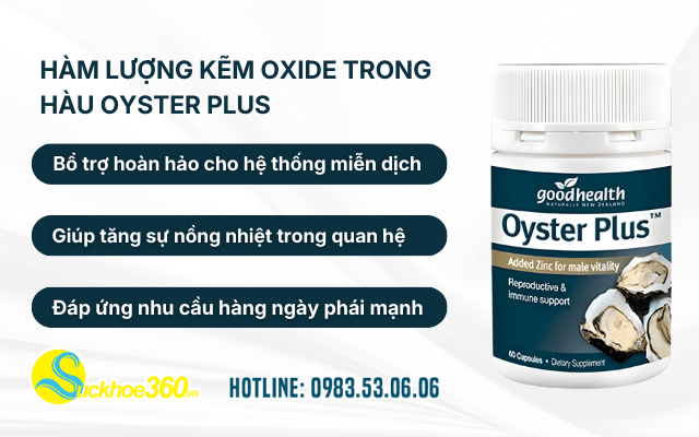 Hàm lượng kẽm oxide trong Hàu Oyster Plus có tác dụng gì?