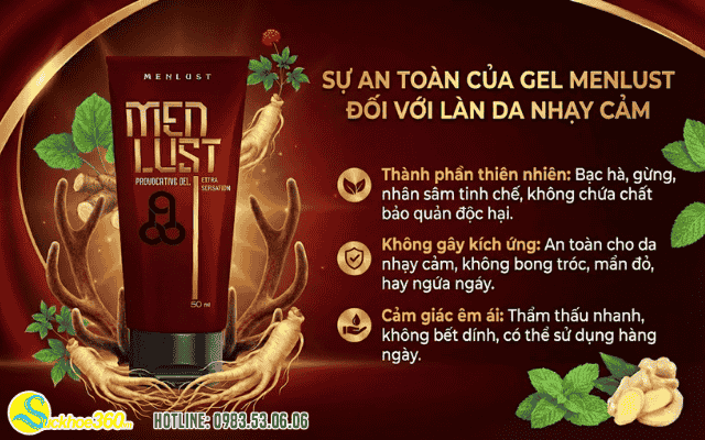 Sự an toàn của Gel Menlust đối với làn da nhạy cảm