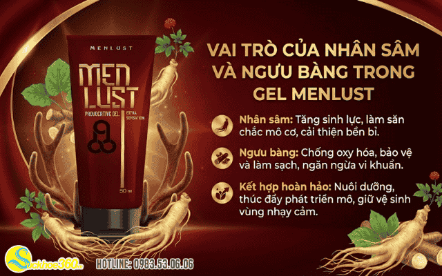 Vai trò của nhân sâm và ngưu bàng trong sản phẩm Gel Menlust