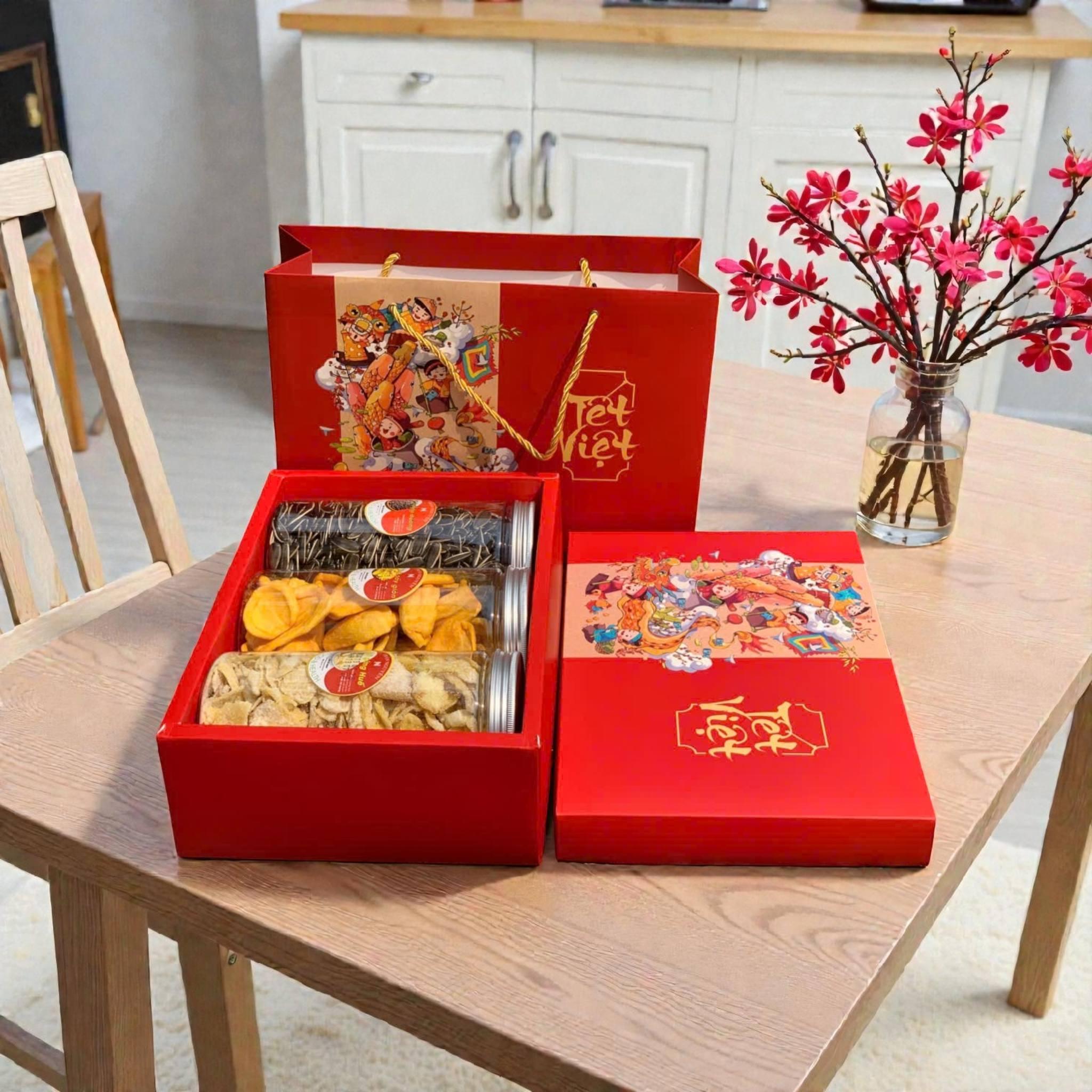 Cap bán giỏ quà Tết