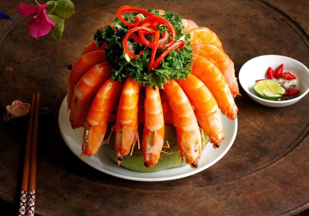 Tôm sú hấp nước dừa