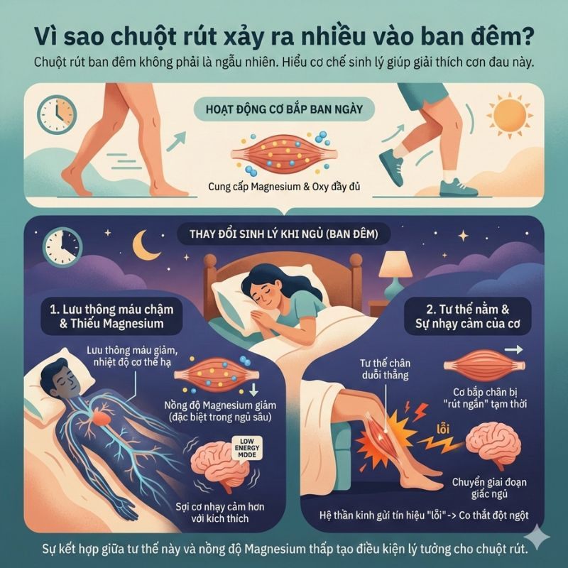nhathuocvietnhat.vn - Vì sao chuột rút thường xảy ra vào ban đêm?