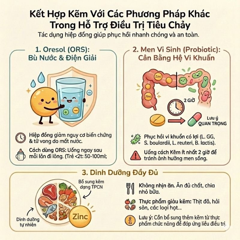 nhathuocvietnhat.vn - Kết hợp kẽm với các phương pháp khác trong hỗ trợ điều trị tiêu chảy cấp