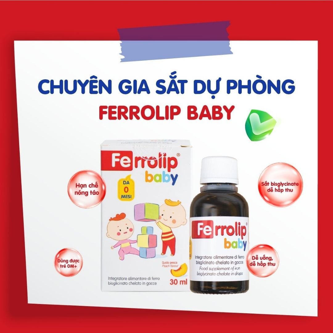 nhathuocvietnhat.vn -Ferrolip Baby, bổ sung sắt hữu cơ với hương đào thơm ngon dễ uống cho trẻ sơ sinh và trẻ nhỏ