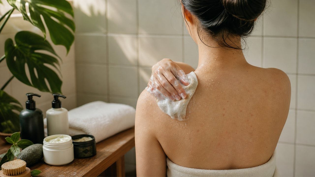 Làm sạch vùng lưng đúng cách giúp hạn chế mụn lưng