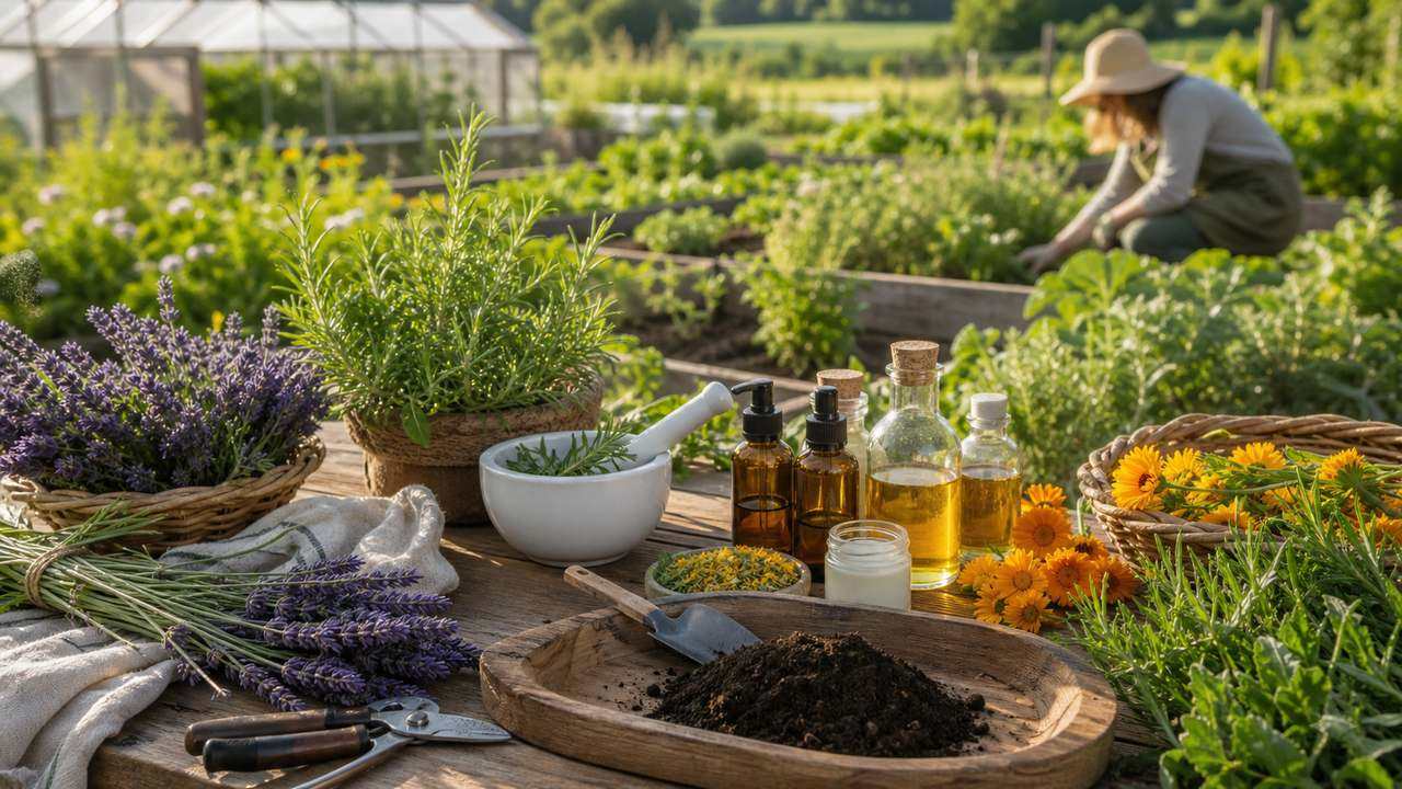 Nguyên liệu hữu cơ được canh tác để dùng trong mỹ phẩm organic
