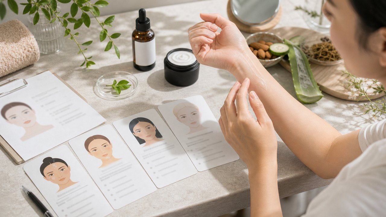 Thử sản phẩm trên da để chọn mỹ phẩm thuần chay phù hợp với loại da