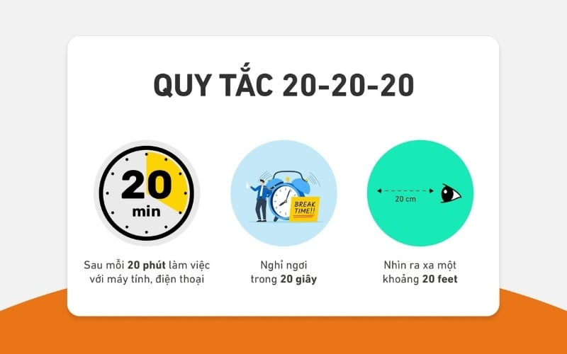 Áp dụng quy tắc 20-20-20 để thư giãn mắt