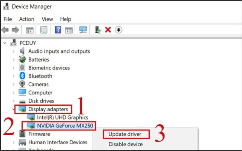 Cập nhật Driver Card đồ họa