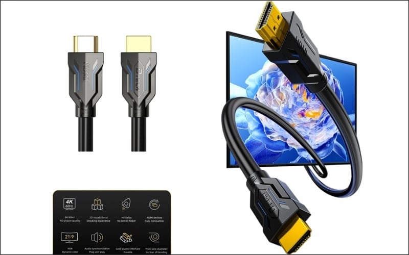 Trang bị cáp HDMI chuẩn 2.0 hoặc 2.1
