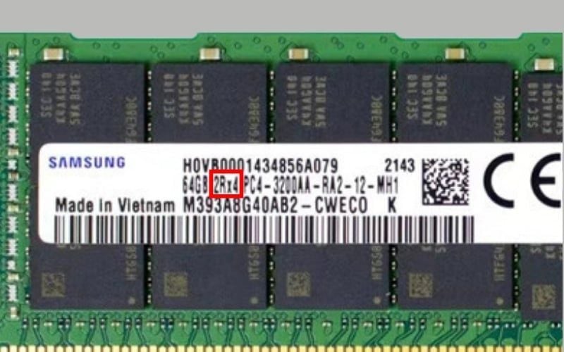 2Rx4 là hai rank với các chip nhớ có độ rộng 4-bit