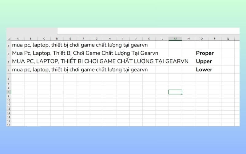 Các hàm thay đổi kiểu chữ trong Excel