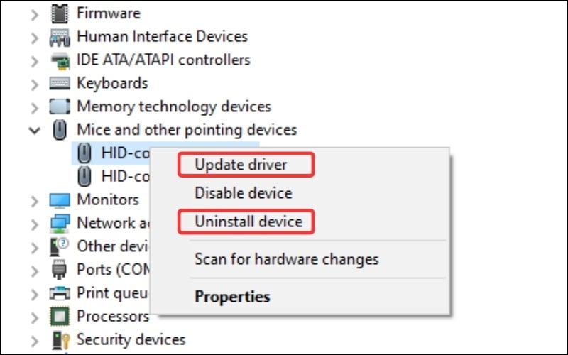 Chọn Uninstall device rồi khởi động lại máy để Windows tự nhận lại driver gốc