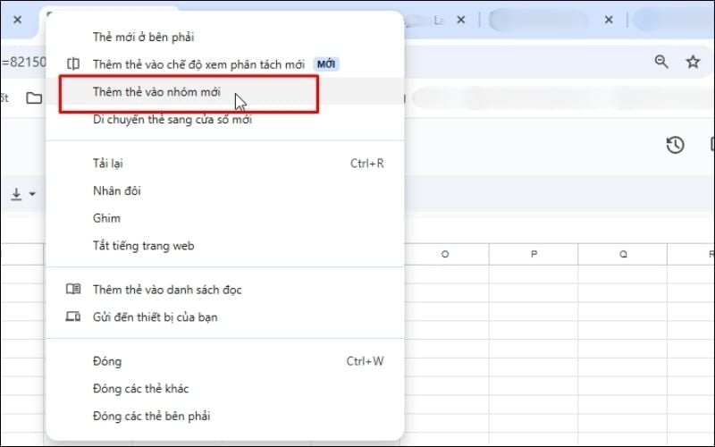 Chọn Thêm thẻ vào nhóm mới và đặt tên, tùy chỉnh màu sắc cho nhóm của bạn