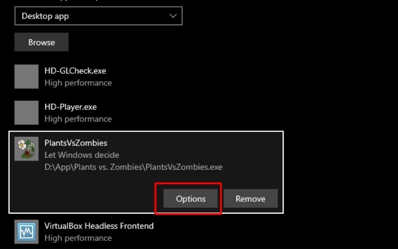 Sau khi ứng dụng xuất hiện, nhấp vào đó và chọn nút Options